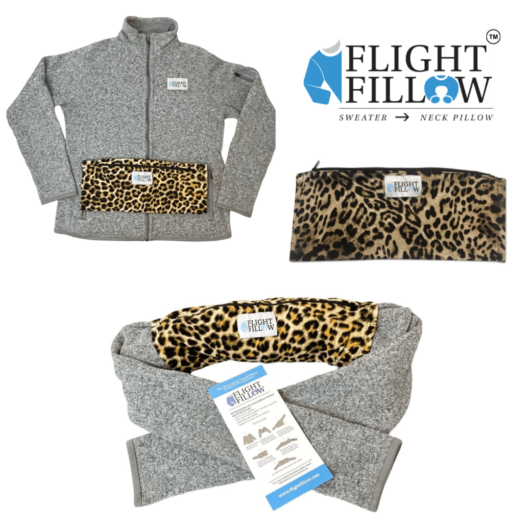 Cheetah Flight Fillow Stuffable Travel Pillow, Lumbar Support Flight