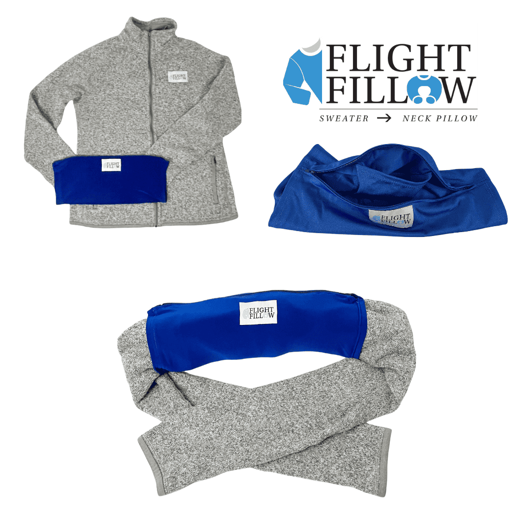 Watercolor Flight Fillow: Enhance your travel experience with our  Stuffable, Machine Washable, Lumbar Support Travel Pillow for Plane and Car